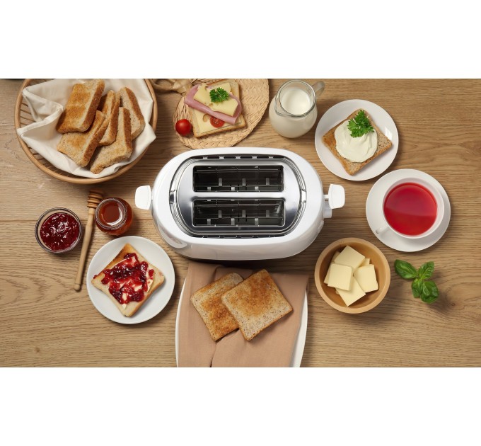 Тостер Gorenje, 850Вт, функц. розморожування, автовідключення, пластик/метал, білий