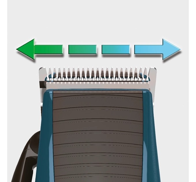 Машинка для стрижки Remington Apprentice, від мережі, роторний мотор, насадок-5, титан.напил., синій