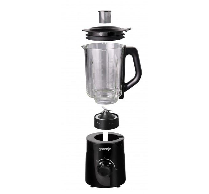 Блендер Gorenje стаціонарний 800Вт, чаша-1500мл, скло, чорний