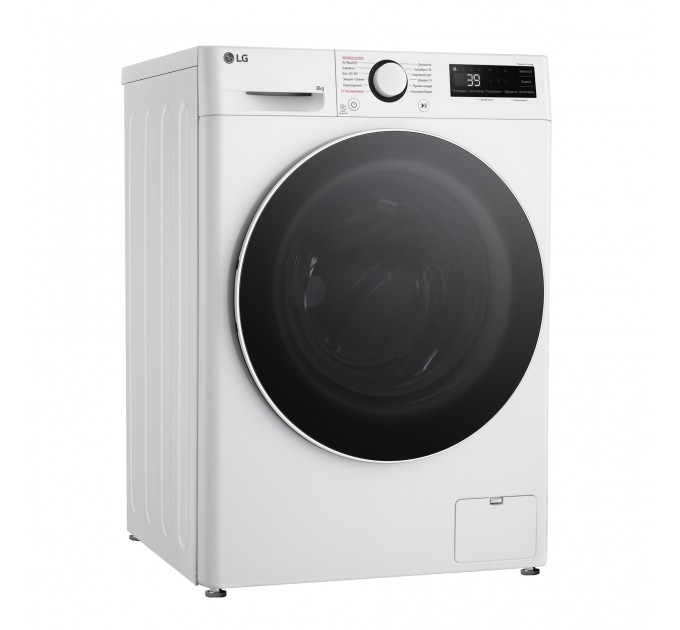 Стиральная машина LG фронтальная, 8кг, 1200, A, 48см, дисплей, пар, инвертор, белый