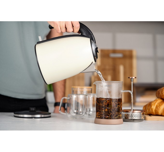 Електрочайник ARDESTO 1.7л, Strix, метал, бежевий глянець