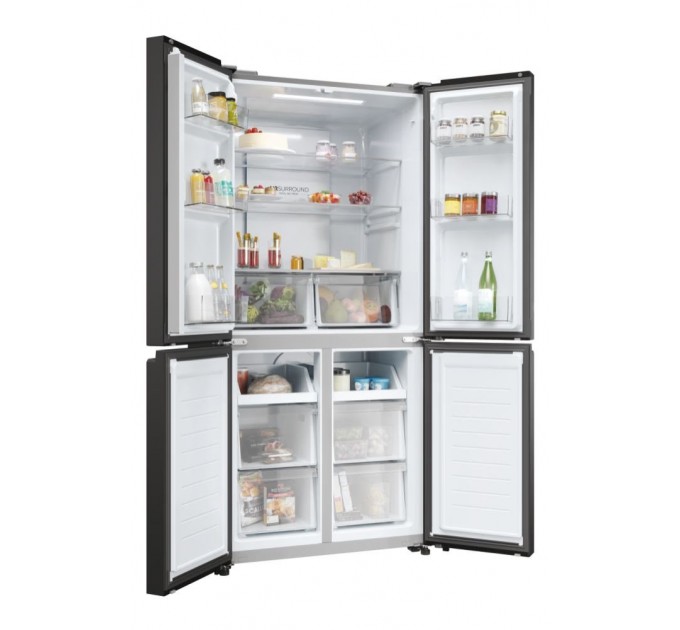 Холодильник Haier багатодверний, 181.5x83.3х65, холод.відд.-311л, мороз.відд.-156л, 4дв., А+, NF, інв., дисплей, чорний