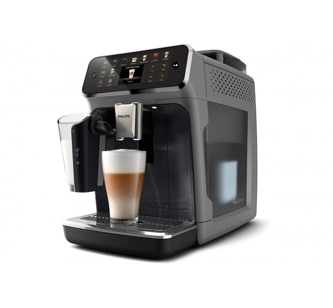 Кофемашина Philips Series 5500, 1.8л, зерно+мол., автомат.капуч, дисплей, авторецептов -22, холодн. кафе, серебристо-черный