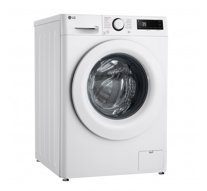 Пральна машина LG фронтальна, 10кг, 1400, A, 57см, дисплей, пара, інвертор, білий