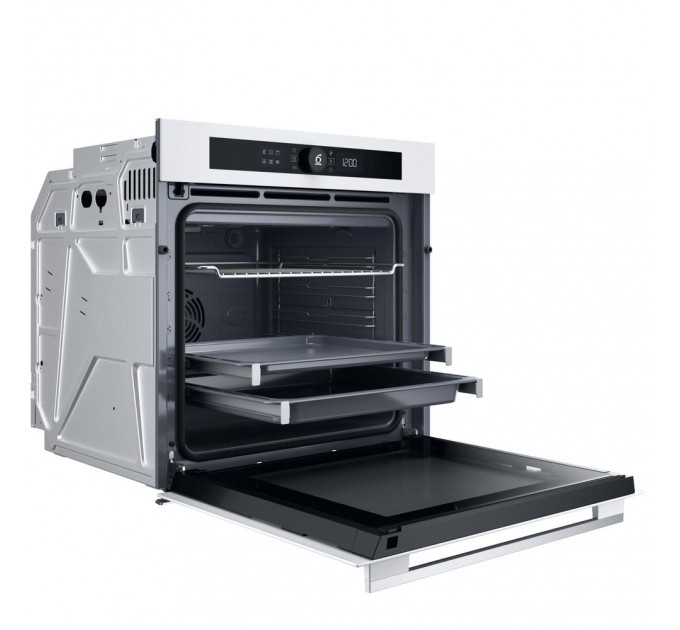 Духова шафа Whirlpool електрична, 73л, A+, дисплей, конвекція, піроліз, телескопічні напрямні, білий