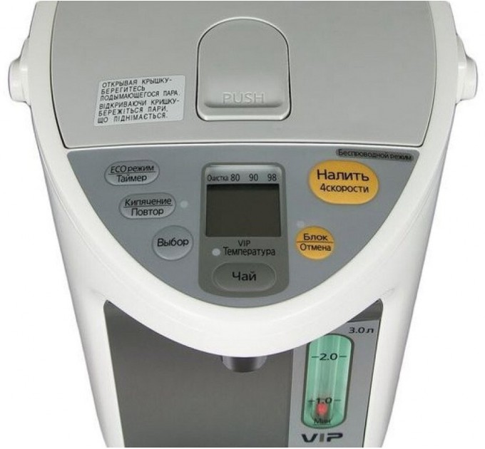 Термопот Panasonic 3л, дисплей, пластик, біло-сірий