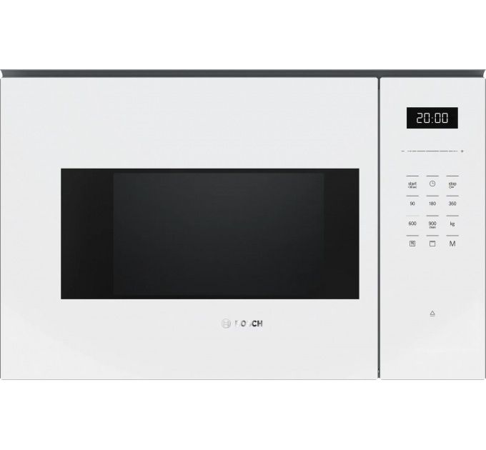 Мікрохвильова піч Bosch вбудована, 25л, електр. керув., 900Вт, гриль, дисплей, білий