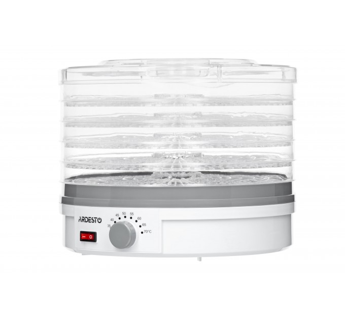 Сушка для продуктов ARDESTO FDB-5320, 245Вт, поддонов -5x3см, диаметр-32см, макс-70°С, рег.темп, пластик, белый