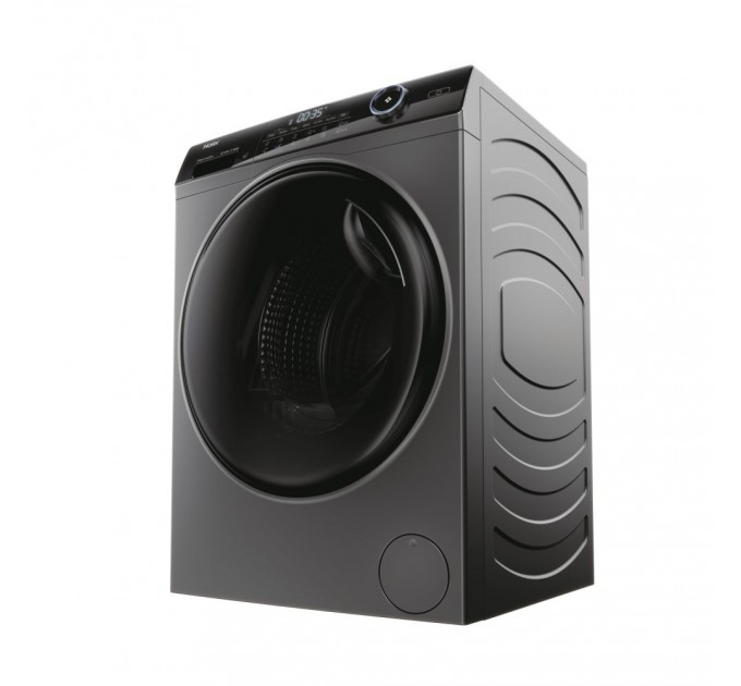 Стирально-сушильная машина Haier фронтальная, 8(5)кг, 1400, A, 46см, дисплей, пар, инвертор, люк черный, прямой привод, серебристый