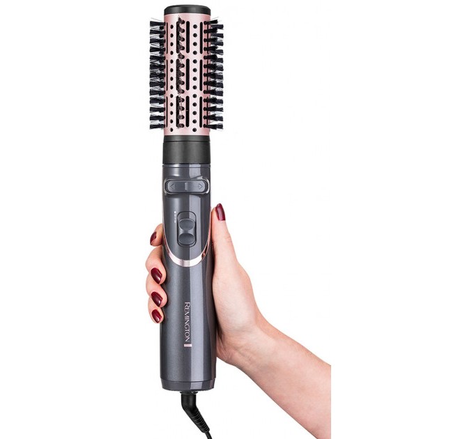 Фен-щетка Remington Curl & Straight Confidence, 800Вт, режимов-2, иониз-я, вращ., хол. обдув, кейс, керамика, серый