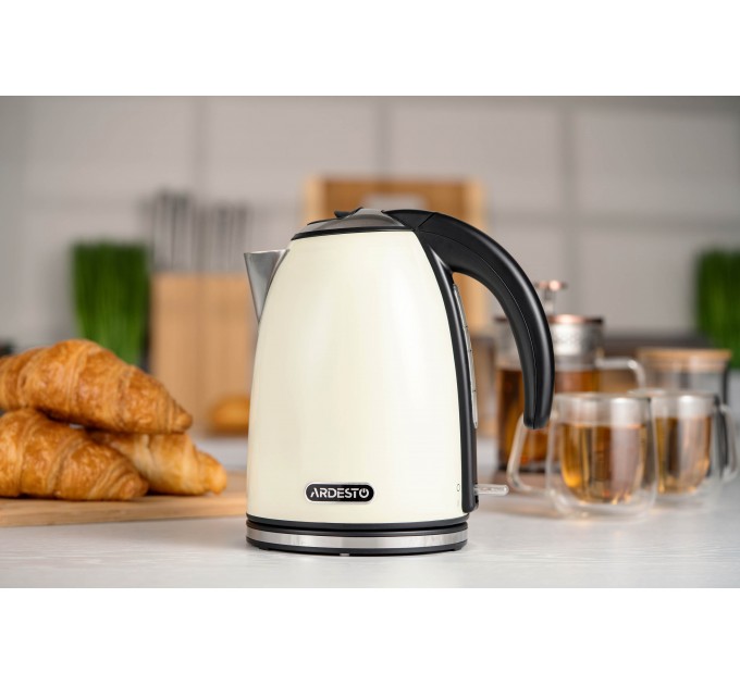 Електрочайник ARDESTO 1.7л, Strix, метал, бежевий глянець