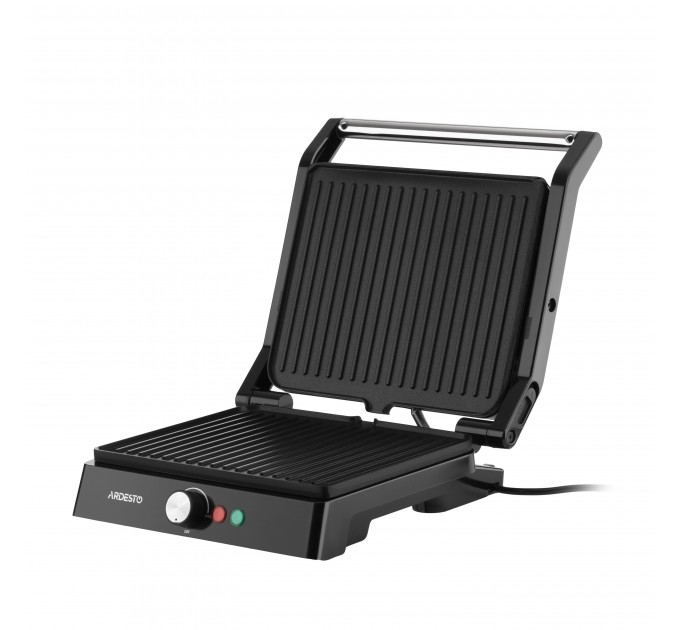 Гриль ARDESTO прижимной 1800Вт, раскрытие на 180°, металл, черно-серебристый