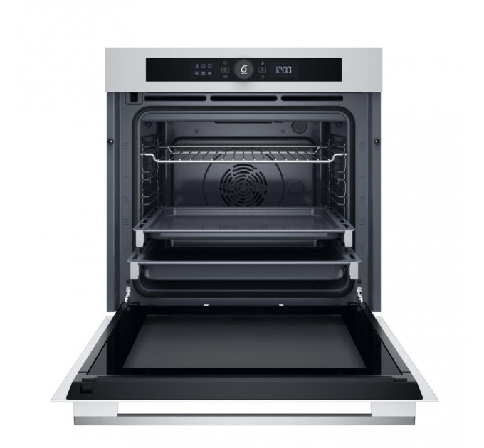 Духова шафа Whirlpool електрична, 73л, A+, дисплей, конвекція, піроліз, телескопічні напрямні, білий