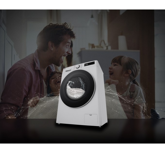 Стиральная машина LG фронтальная, 8кг, 1200, A, 48см, дисплей, пар, инвертор, белый