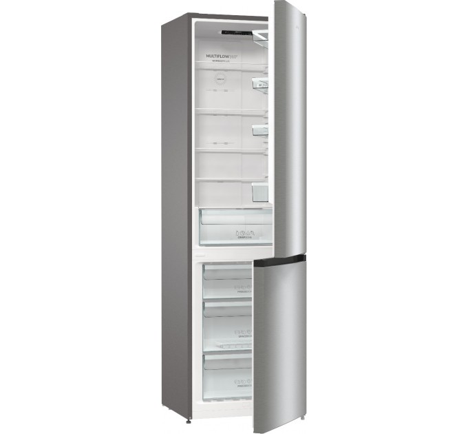 Холодильник з нижн. мороз. камерою Gorenje NRK6202EXL4 200х60х60см, 2 двері, 235( 96)л, А++, NoFrost+ , Зона св-ті, нержав