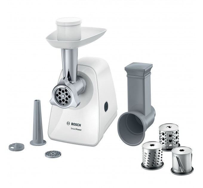 М'ясорубка Bosch MFW2514W - 1500Вт/1,7 кг-хв./шинковка/білий