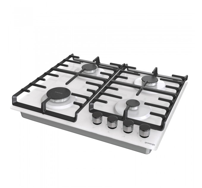 Варильна поверхня Gorenje газова на склі, 60см, чавун, білий