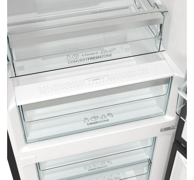 Холодильник з нижн. мороз. камерою Gorenje NRK620EABXL4, 200х60х60см, 2 двері, 235( 96)л, А++, Total NF , Зона св-ті, Зовн. Дисп