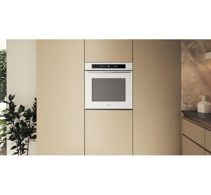 Духова шафа Whirlpool електрична, 73л, A+, дисплей, конвекція, піроліз, телескопічні напрямні, білий