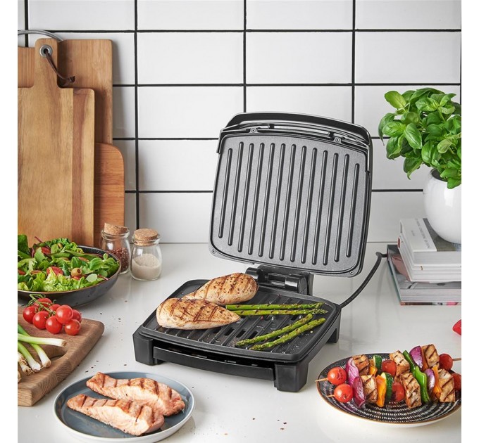 Гриль George Foreman прижимний Immersa Medium, 1300Вт, темп. режимів-1, з`ємні пластини, метал, пластик, чорний