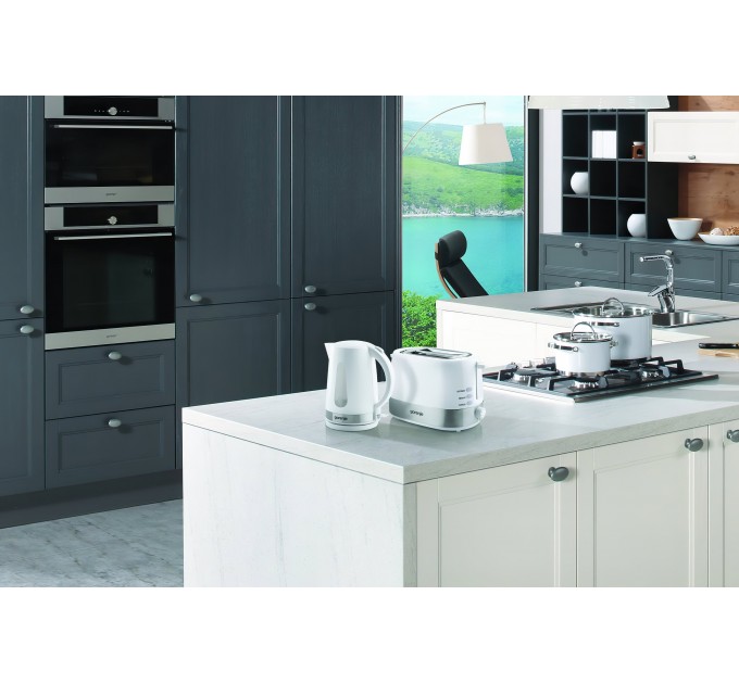 Тостер Gorenje, 850Вт, функц. розморожування, автовідключення, пластик/метал, білий