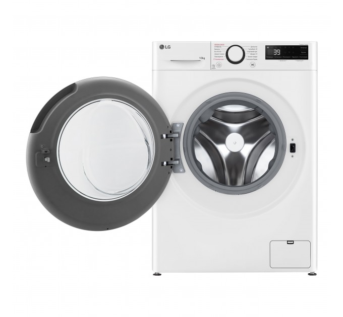 Пральна машина LG фронтальна, 10кг, 1400, A, 57см, дисплей, пара, інвертор, білий