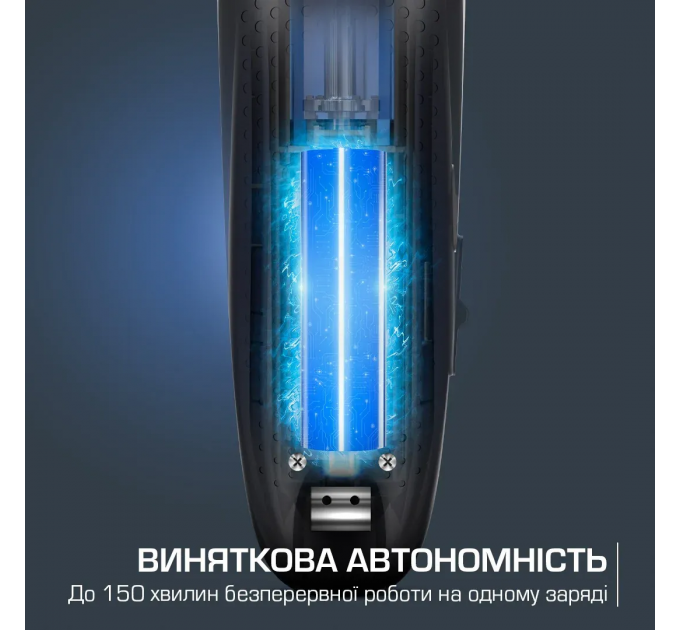 Машинка для стрижки Rowenta Barber Experience, для голови, мережа+акум., роторний мотор DC, насадок-12, нержавіюча сталь з покриттям DLC, синій