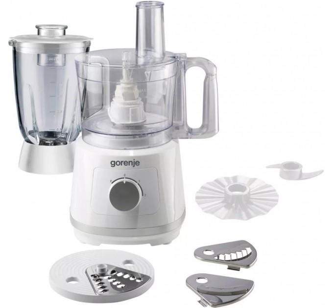 Кухонна машина Gorenje 800Вт, чаша-пластик, корпус-метал/пластик, насадок-5, білий