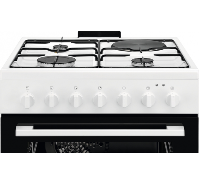 Плита Electrolux комбинированная 3 газ + 1 электро, 57л, 60x60см, конвекция, белый