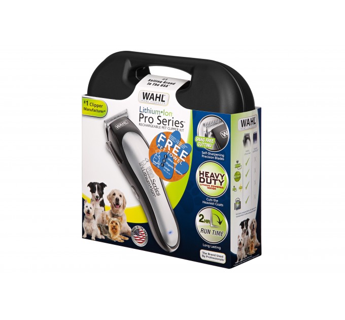 Машинка для стрижки животных WAHL Lithium Ion Pro для животных , сеть+акум., насадок-4, кейс,ножницы, расческа в компл., серый