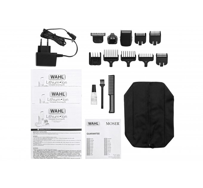 Набір для стрижки WAHL Multi Purpose Grooming Kit, для бороди і голови, мережа+акум., роторний мотор, насадок-12, сталь, чорний