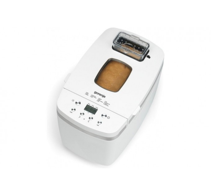 Хлебопечка Gorenje 750Вт, программ-14, макс.вес -1.350кг, форма прямоугольник, пластик, белый