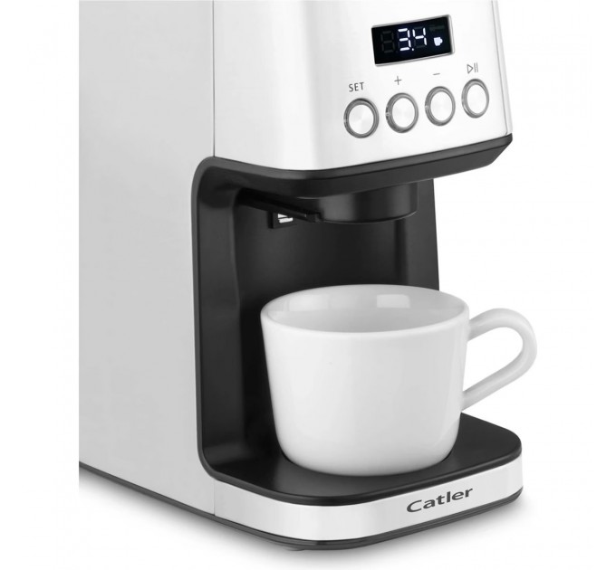 Кавомолка Catler жорнова, 180Вт, об'єм зерен-250г, 31 ступ.помолу, метал, сріблястий