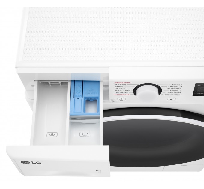 Стиральная машина LG фронтальная, 8кг, 1200, A, 48см, дисплей, пар, инвертор, белый