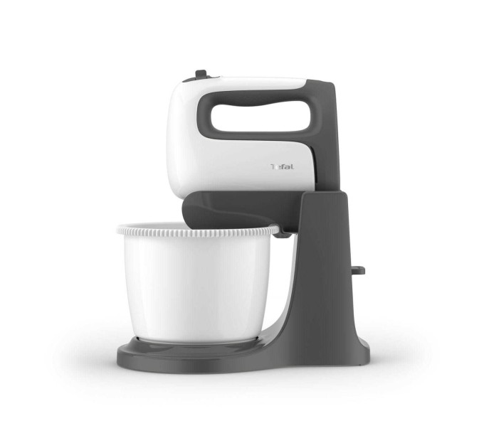 Миксер Tefal стационарный  Prep'Mix+ Standbowl 500Вт, насадки-4, чаша-пластик, 2.5л, турбо, бело-серый