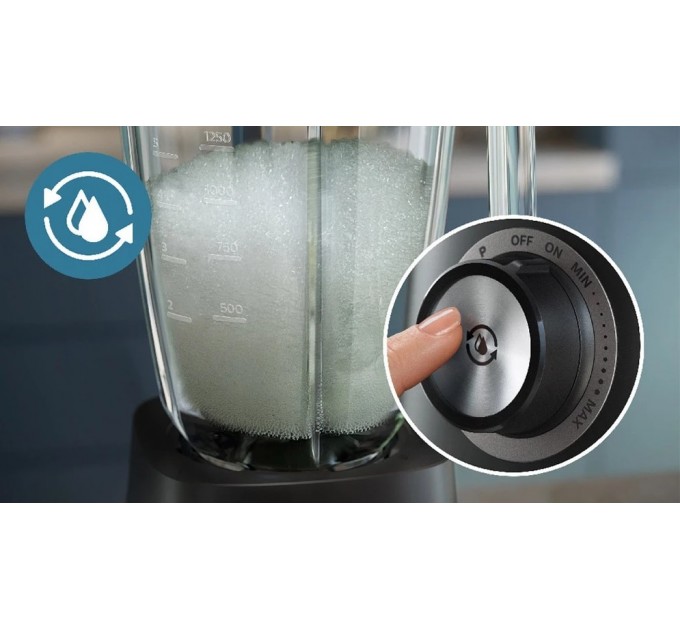 Блендер PHILIPS стаціонарний Series 5000, 1200Вт, чаша-2000мл, скло, склянка в комплекті, чорний