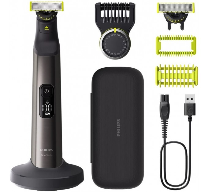 Бритва електр. Philips OneBlade Pro 360, Li-Ion, сух.+влажн., индикатор заряда, твердый чехол, сталь, черный