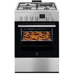 Плита Electrolux комбінована 3 газ + 1 електро, 58л, 60x60см, дисплей, конвекція, пара, нерж