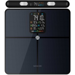 Ваги Sencor підлогові діагностичні, 180кг, підсвіч., дисплея, підкл. до смартфону, 4хAAA, скло, темно-синій