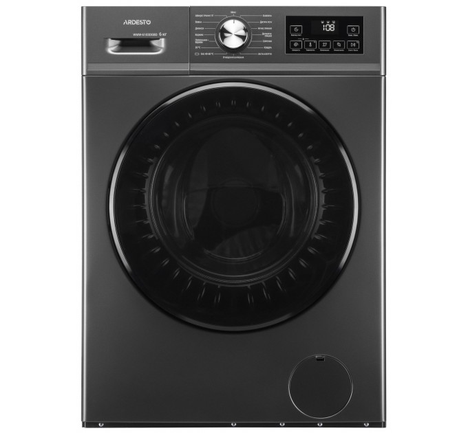 Стиральная машина ARDESTO фронтальная Black Mars, 6кг, 1200, А++, 45см, дисплей, пар, серый