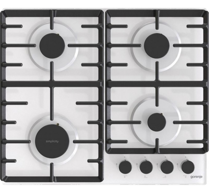 Варильна поверхня Gorenje газова на склі, 60см, чавун, білий