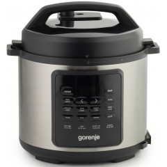 Мультиварка-скороварка Gorenje, 1000Вт, чаша-6л, електронне керув., 8 програм, метал/пластик, чорний-нерж