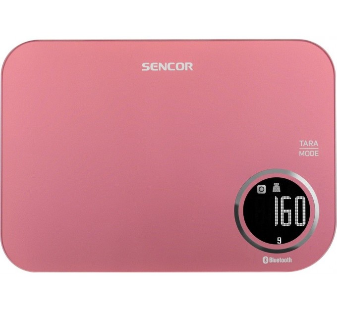 Весы Sencor кухонные, 5кг, подключение к смарфтону, AAAx2, пластик, красный