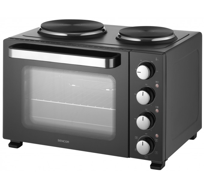 Піч електрична Sencor, 35л, 1500Вт, механіч., гриль, конвенція, 2 конф.зверху, підсвітка всередині, чорна