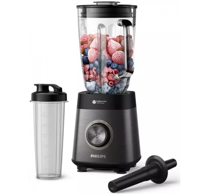 Блендер PHILIPS стаціонарний Series 5000, 1200Вт, чаша-2000мл, скло, склянка в комплекті, чорний