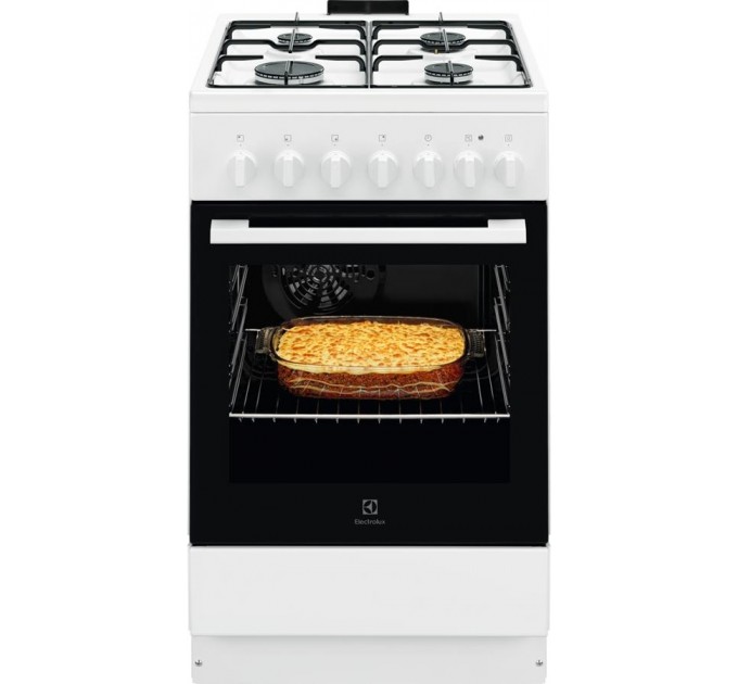 Плита Electrolux комбинированная, 57л, 50x60см, конвекция, белый