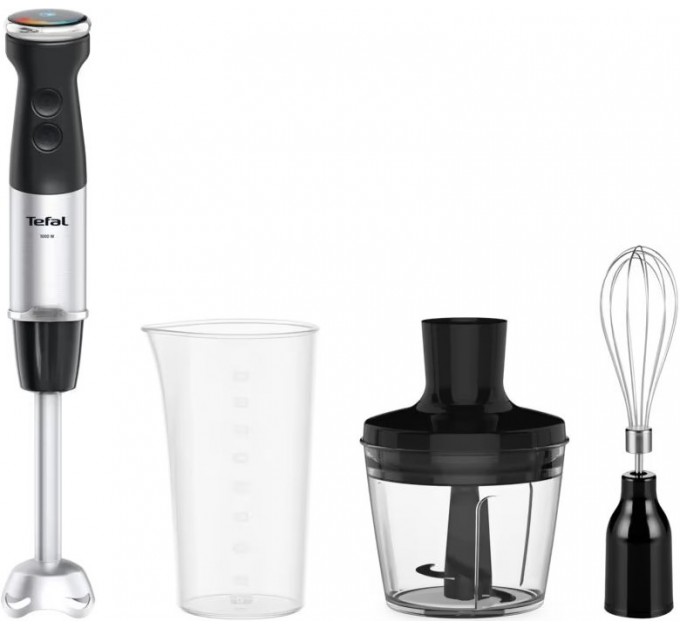 Блендер Tefal погружной Quickchef+ 1000Вт, 3в1, чаша-800мл, чопер-500мл, турборежим, серебристо-черный