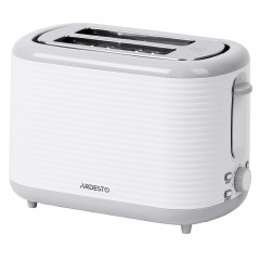 Тостер ARDESTO White stripes T-F17WG 930Вт, пластик, белый+серый
