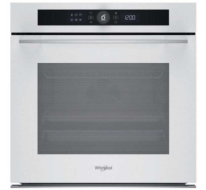 Духова шафа Whirlpool електрична, 73л, A+, дисплей, конвекція, піроліз, телескопічні напрямні, білий