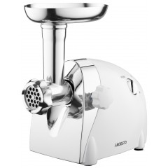 М'ясорубка ARDESTO, 2000Вт, продук.-1.9кг/хв, 3 решітки + для ковб., кеббе, 3 терки, пластик, біло-сріблястий